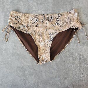 Time Tru Women Bikini Bottom 2X 20W 22W Plus New Tan Brown Animal Print ANI16XE
